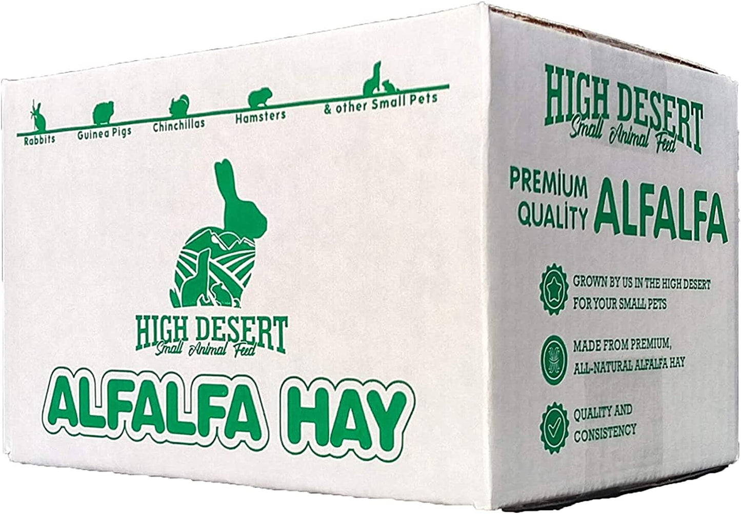 High Desert Alfalfa Hay: Dried Natural Hay for Rabbits, Guinea Pigs, Chinchillas, Ferrets - Protein and Fiber Rich - Healthy Pet Food