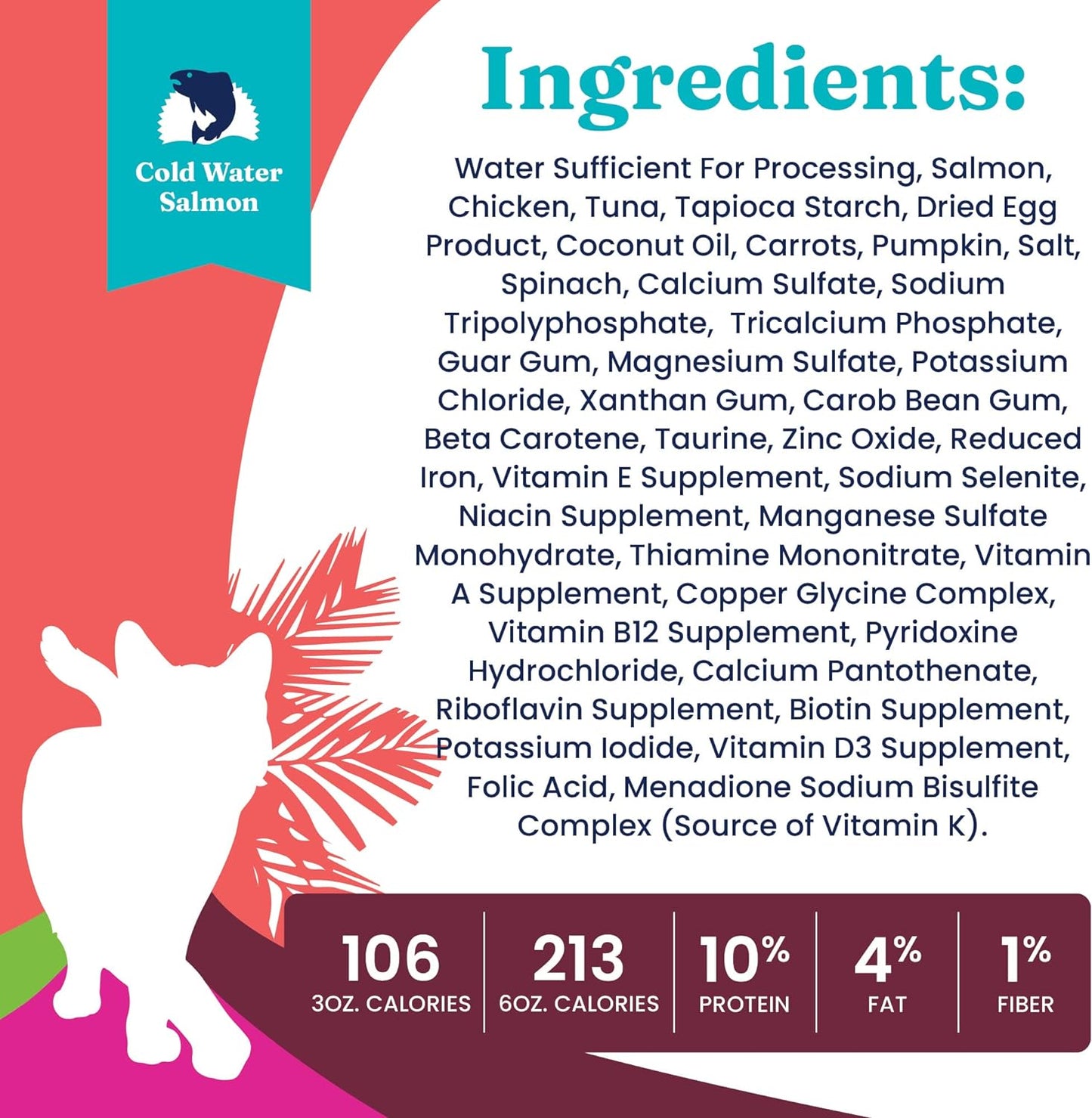 Wet Cat Food Pate for Adult & Senior Cats: Real Salmon & Coconut Oil, Promotes Healthy Digestion, Skin, Coat & Sensitive Stomach - 24Ct/3Oz Can