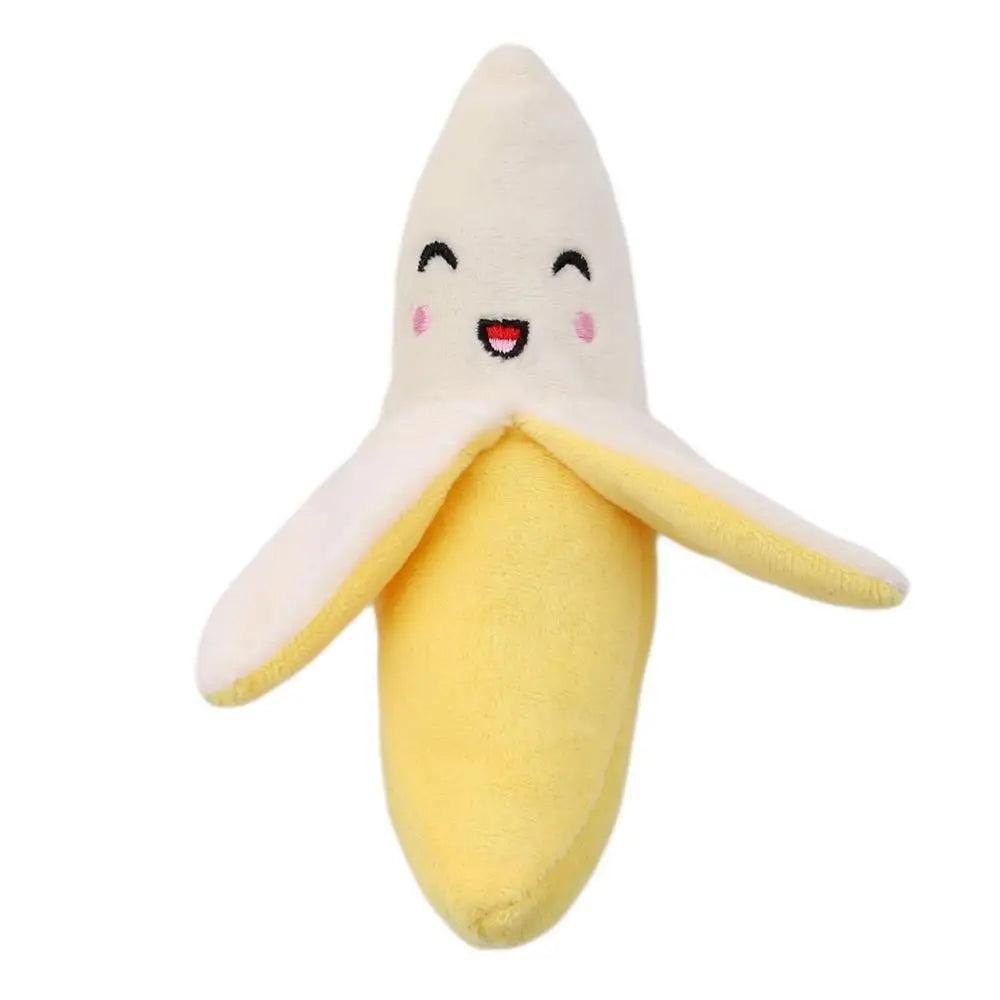 Plush Banana Dog Toy: Interactive Squeaky Fruit Toy