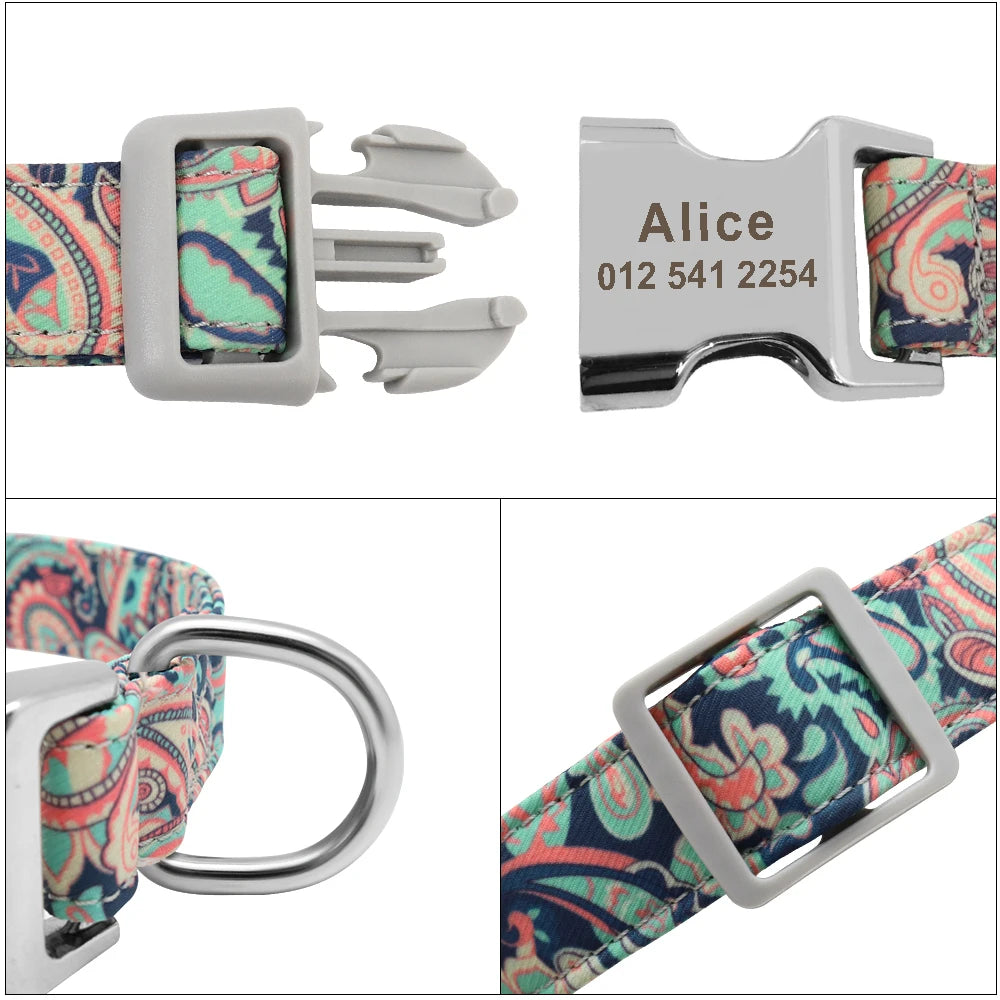 Personalized Nylon Pet Collar: Engraved ID for Dog Safety