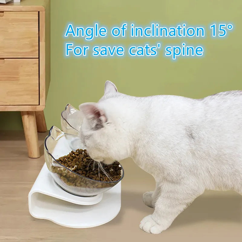 Non-Slip Double Cat Bowl: Inclination Stand, Feeder Kitten Supplies