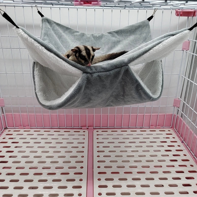 Double-Layer Hamster Hammock: Plush sleeping bag for small pets.