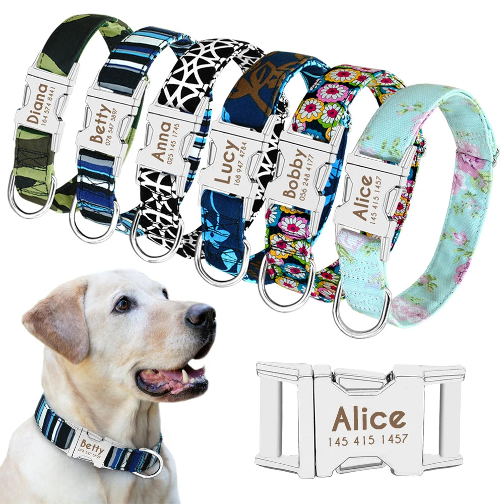 Personalized Nylon Pet Collar: Engraved ID for Dog Safety