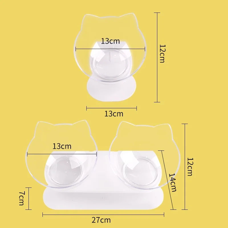 Non-Slip Double Cat Bowl: Inclination Stand, Feeder Kitten Supplies