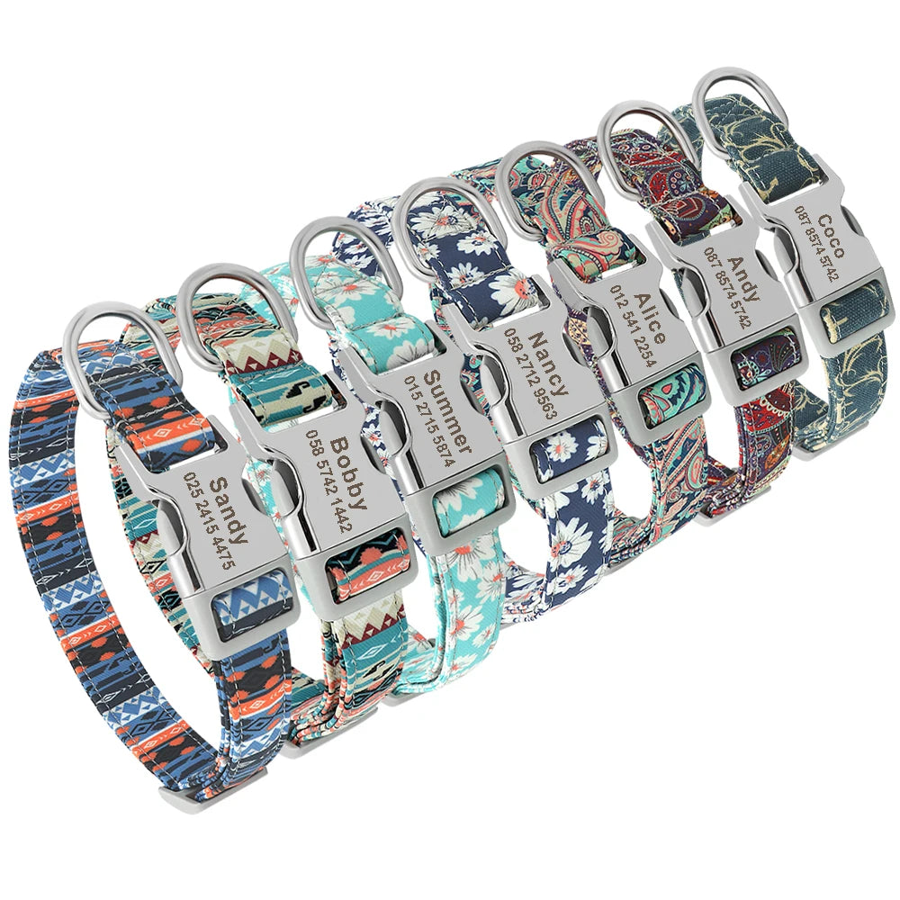 Personalized Nylon Pet Collar: Engraved ID for Dog Safety