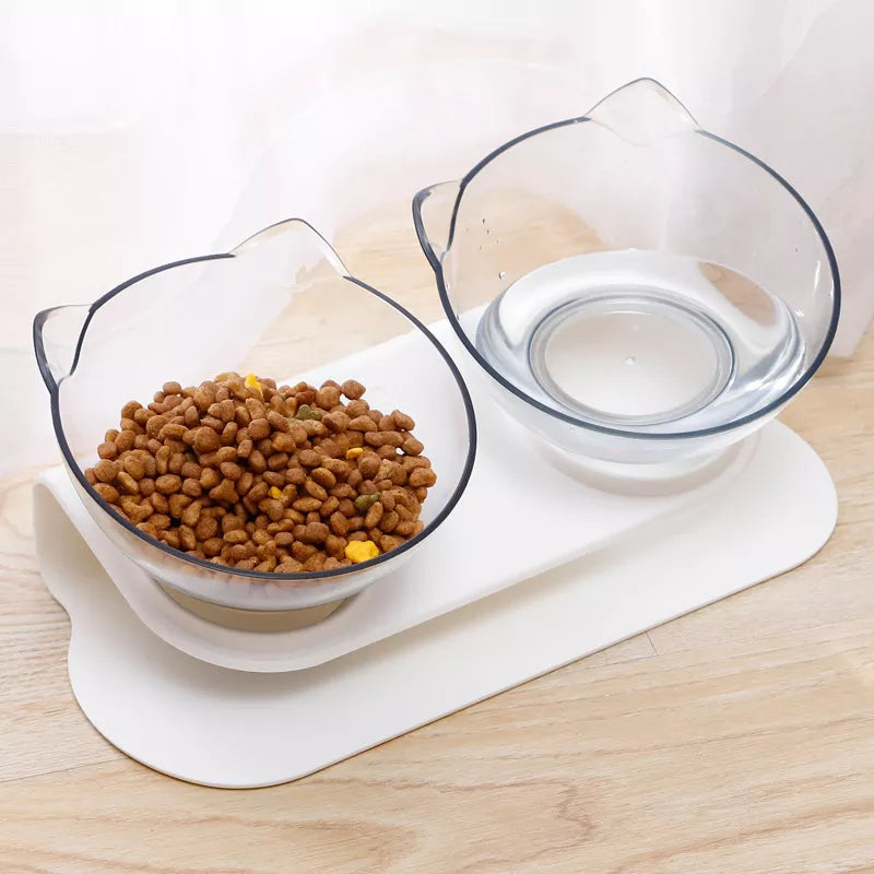 Non-Slip Double Cat Bowl: Inclination Stand, Feeder Kitten Supplies