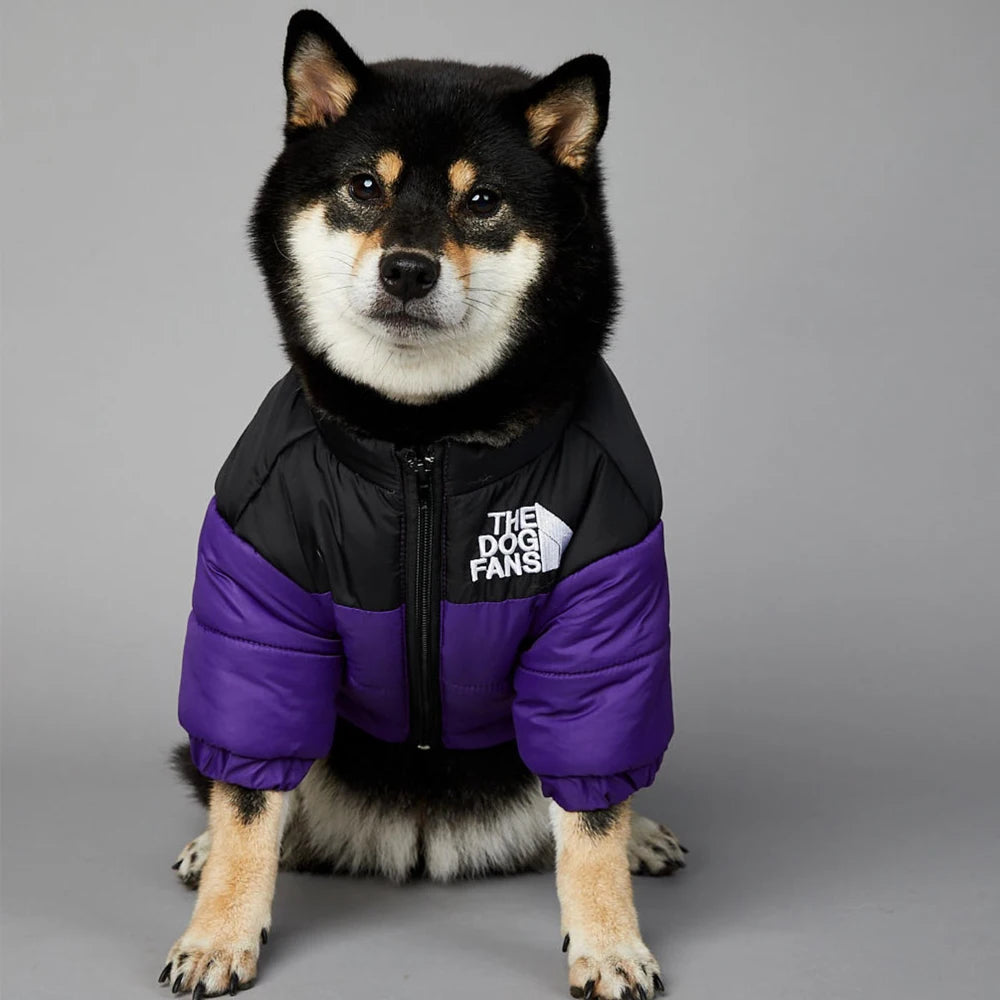 Logo Pet Supplies: Designer reflective jacket, reversible, winter attire.