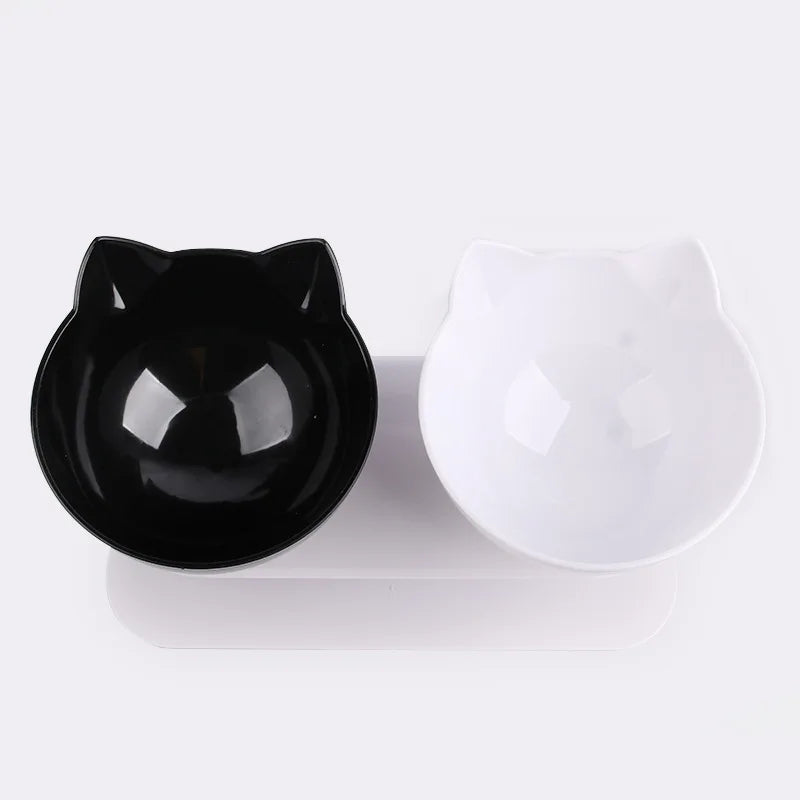 Non-Slip Double Cat Bowl: Inclination Stand, Feeder Kitten Supplies