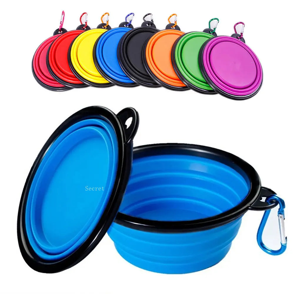 Silicone Bowl: Foldable, portable, for dog food.