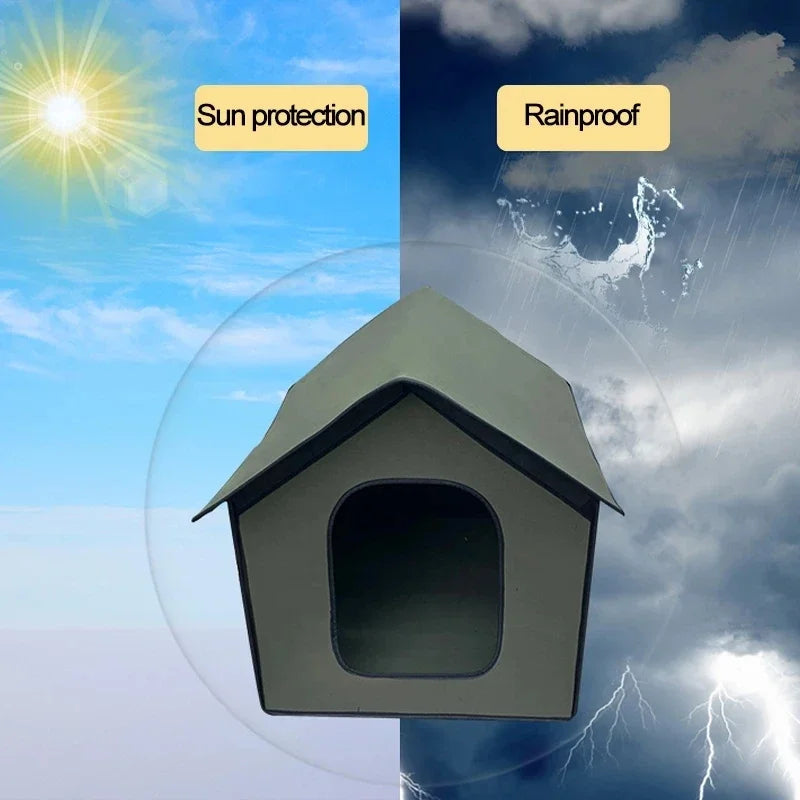 Waterproof Cat House: Removable, foldable bed for pets.