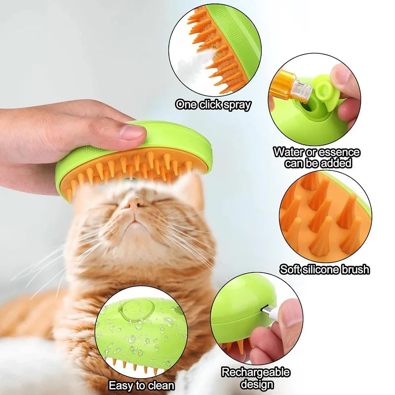 Steam Brush: Electric spray, massage comb, hair removal, grooming.