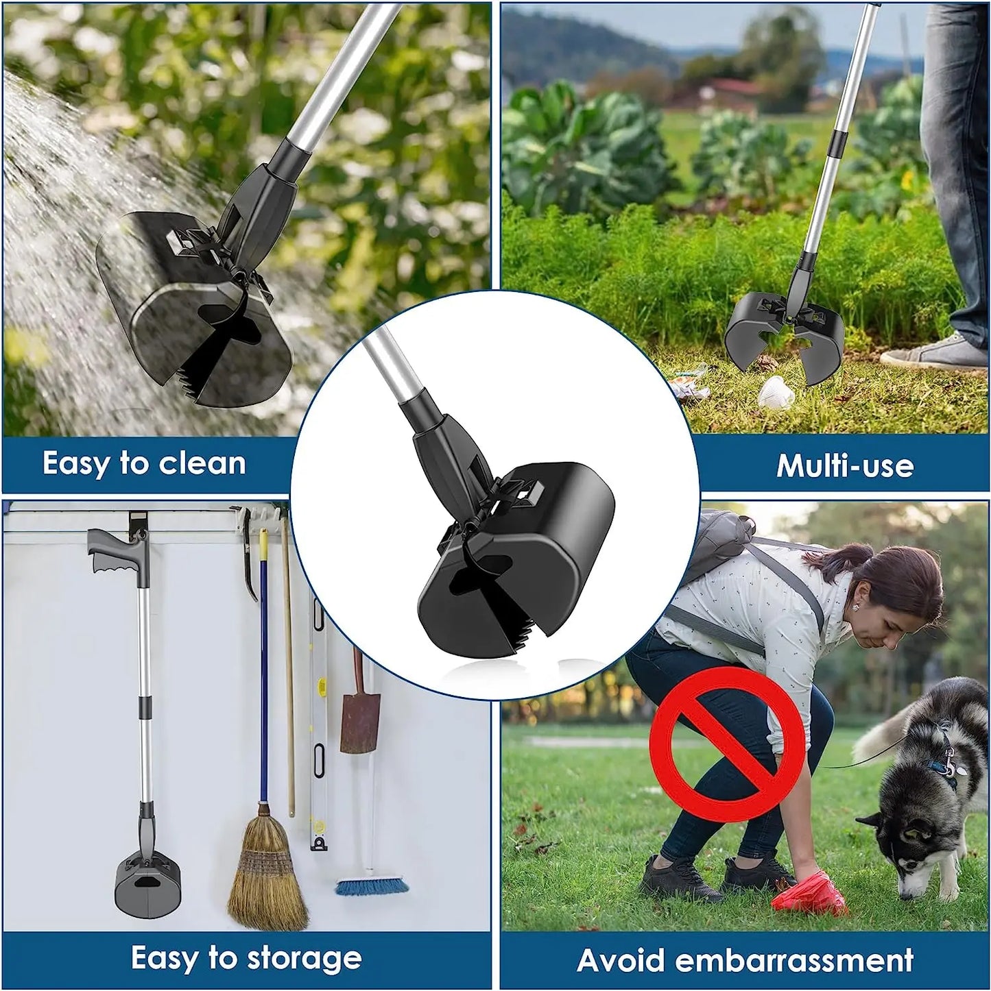 Poop Scooper: Long Handle, Foldable Shovel, Waste Litter Picker