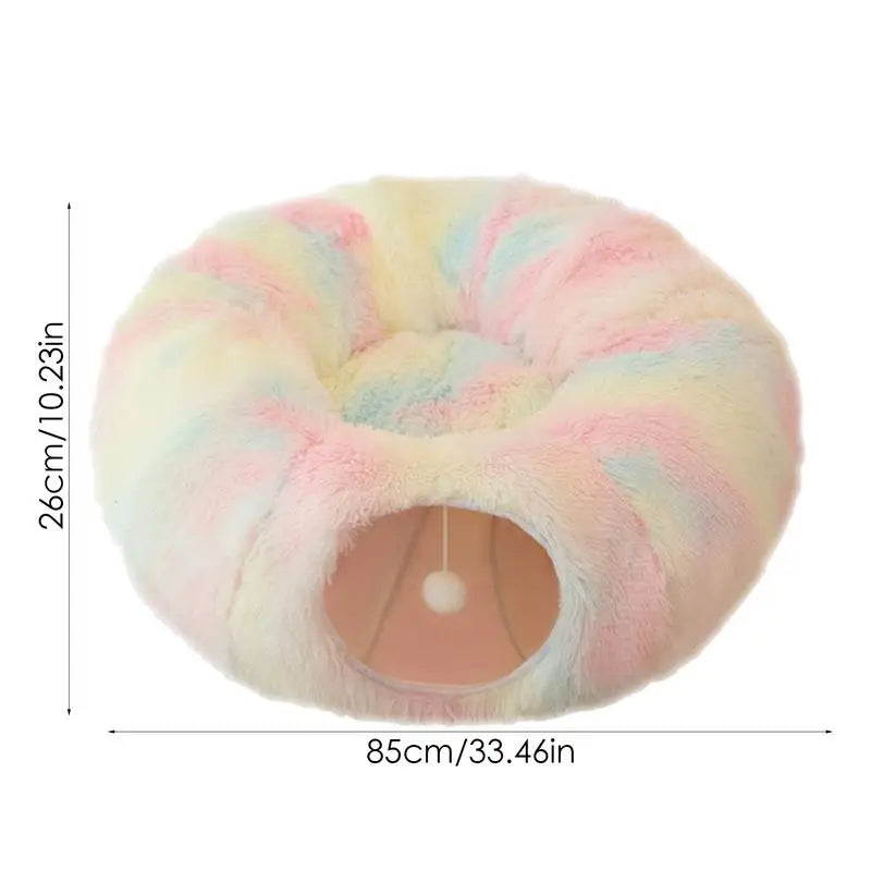 Winter Cat Kennel: Gradient plush, windproof, portable pet tunnel.