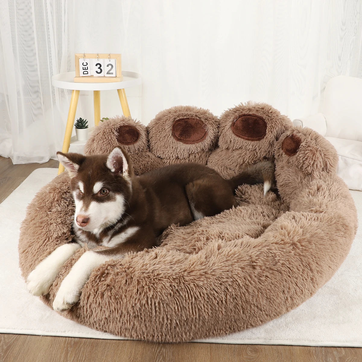 Plush Dog Bed: Luxurious resting spot for large dogs.
