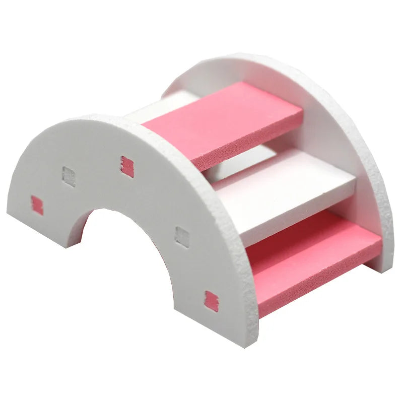 Rainbow Bridge Hamster Toy: Colorful plastic bridge for hamsters.