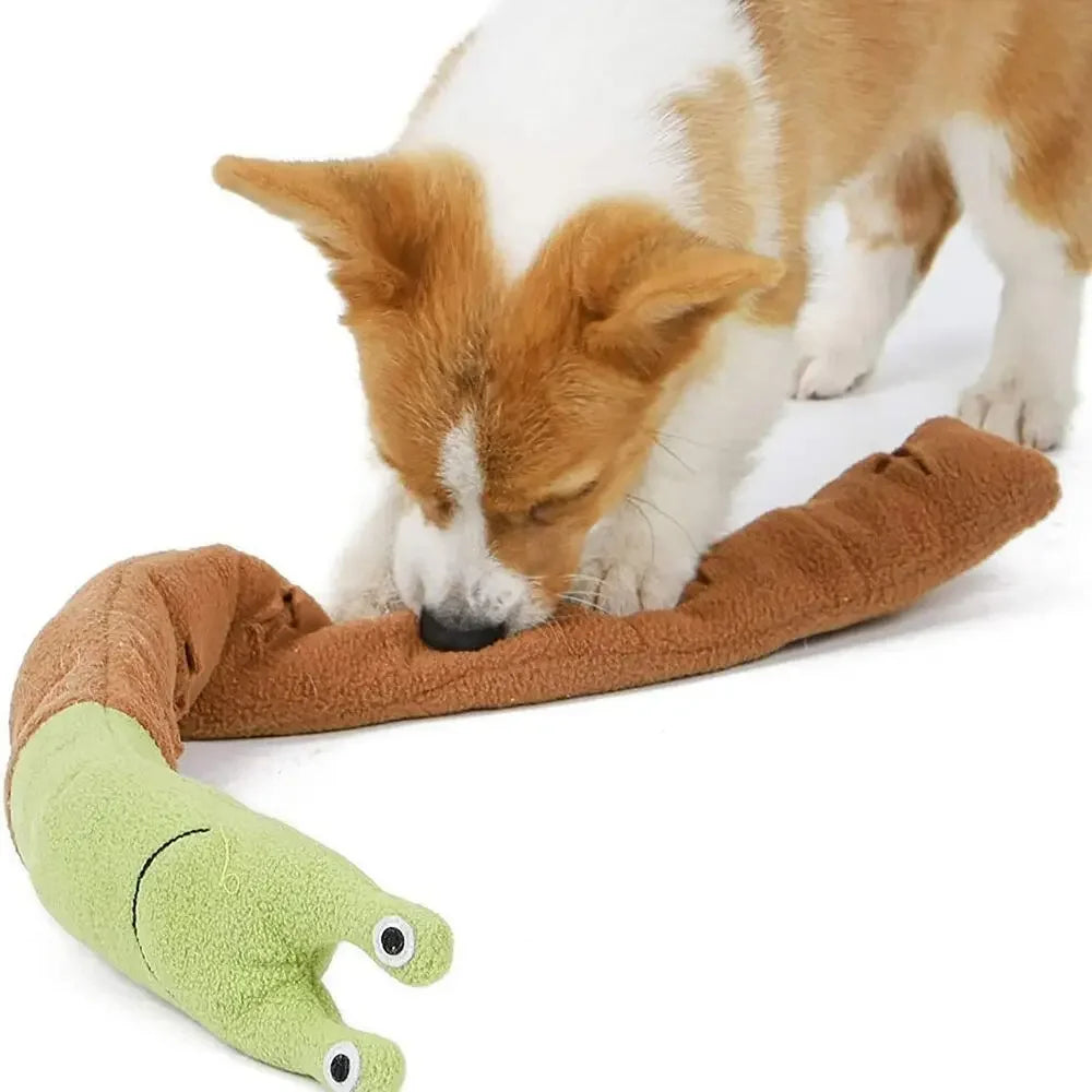 Squeaky Dog Toys: Interactive, sniffing plush snails.