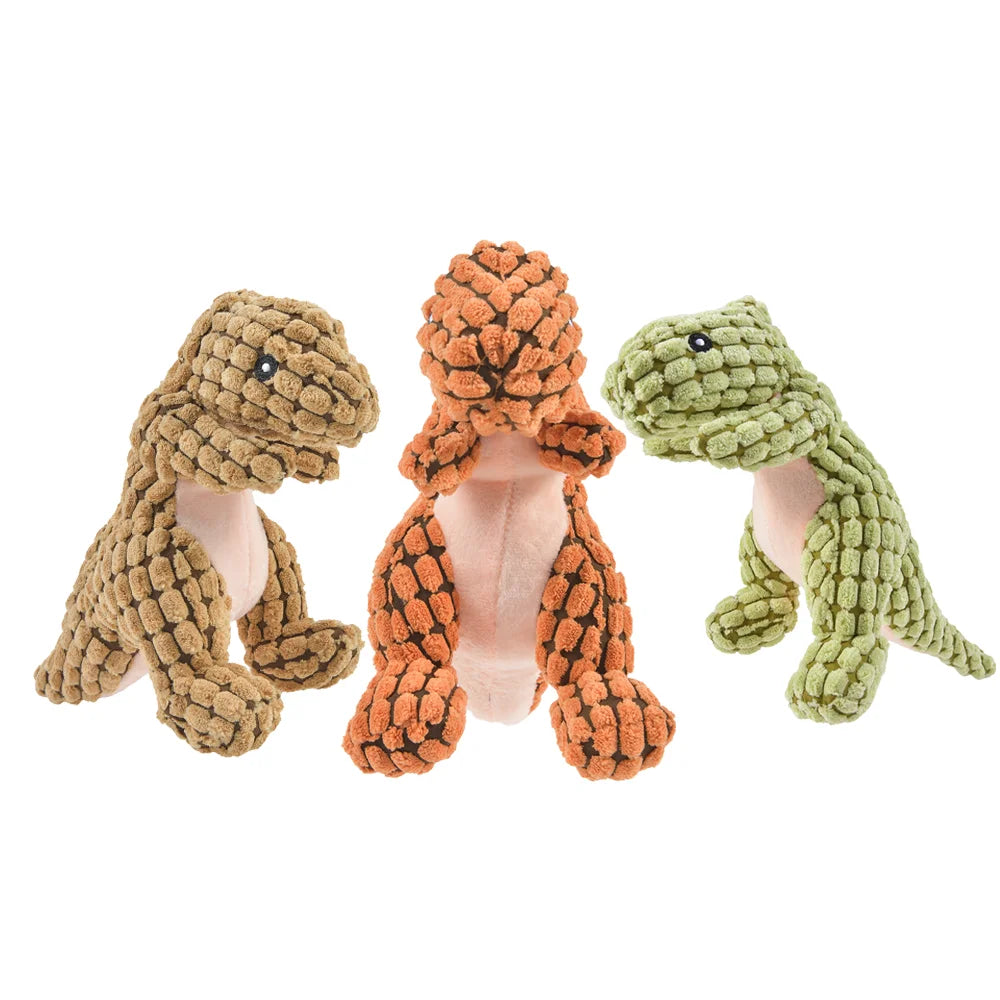 Plush Dinosaur Toys: Interactive, stuffing, small dog, chewable, pet supplies.