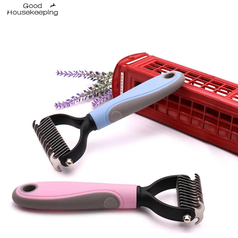 Fur Knot Cutter Grooming Tool: Double-Sided Hair Removal Comb