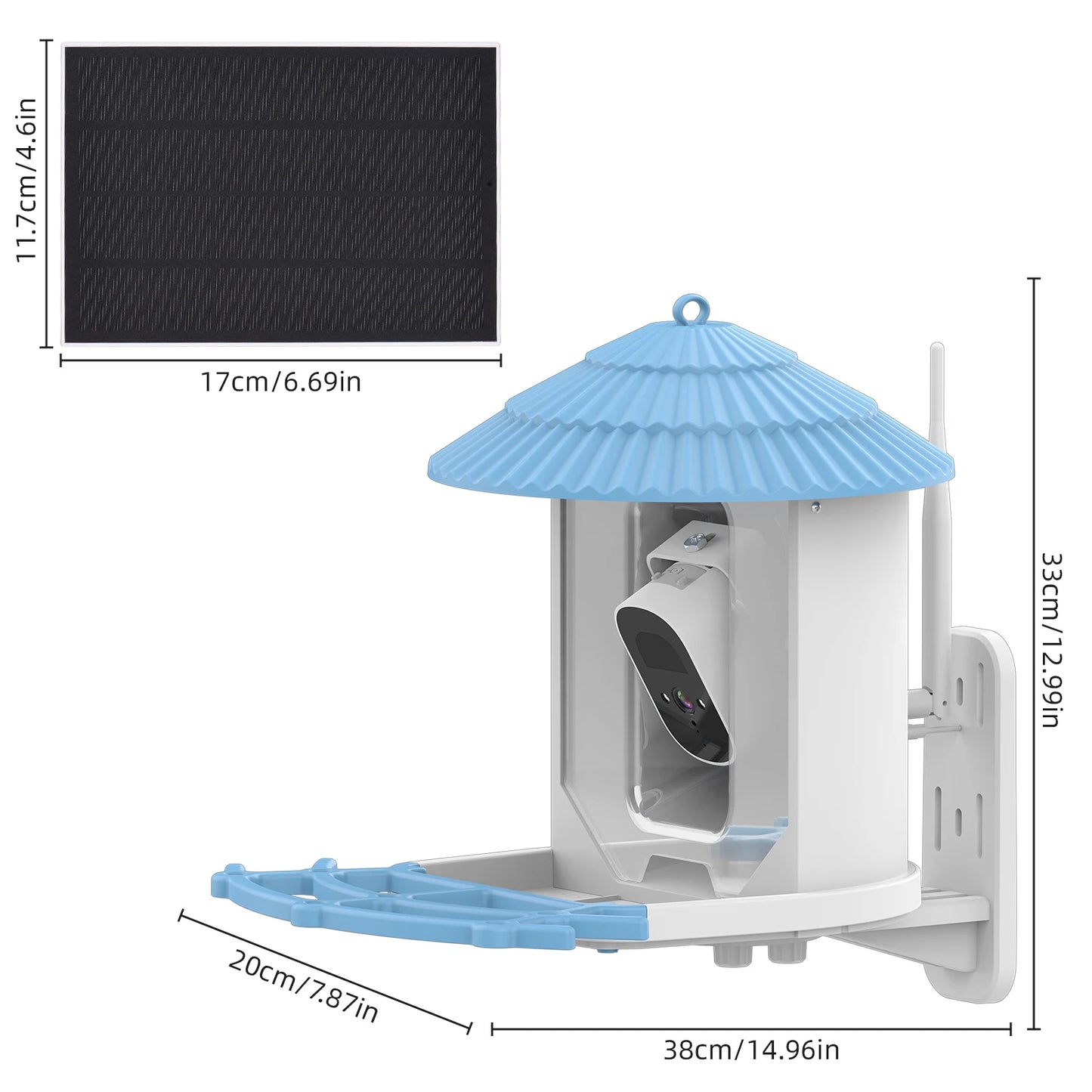 Wireless Outdoor Bird Feeder: Solar-powered, app-controlled camera feeder.