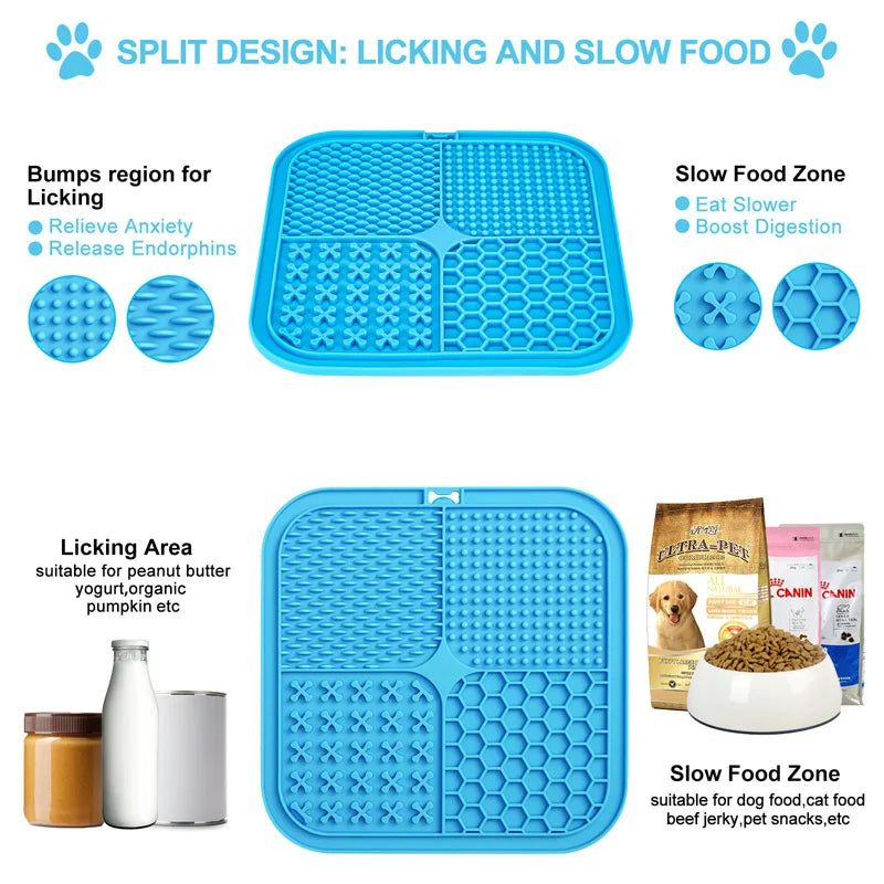 Slow Feeder Mats: Lick mat, boredom reduction, alternative to bowls.