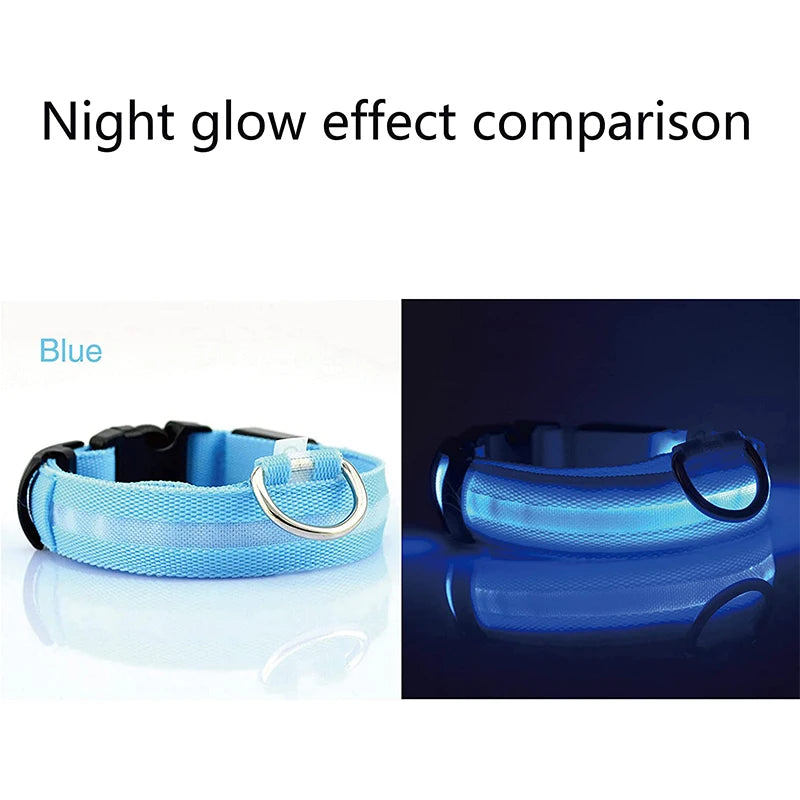 Rechargeable Waterproof Dog Collar: Adjustable Night Light, Safety Necklace.