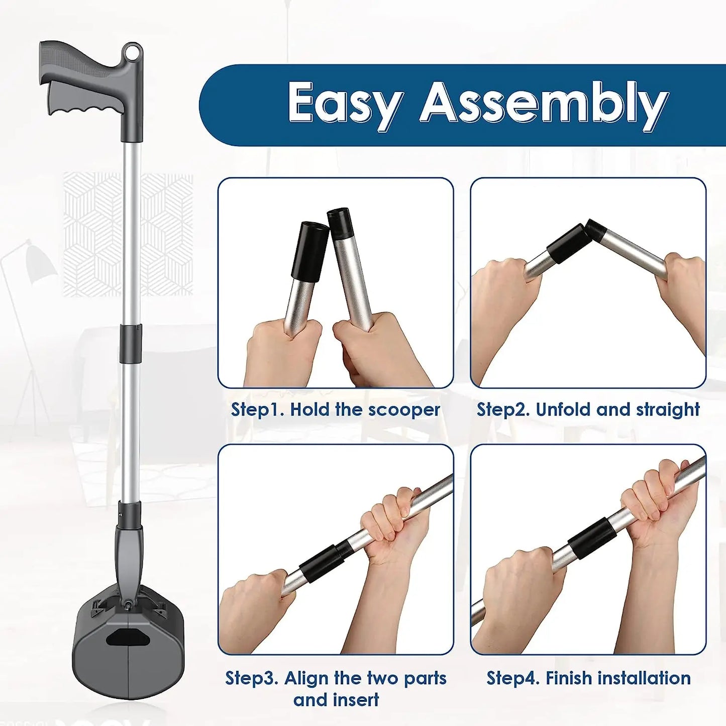 Poop Scooper: Long Handle, Foldable Shovel, Waste Litter Picker