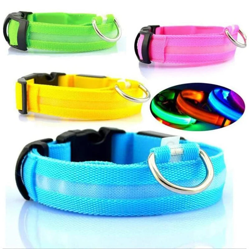 Rechargeable Waterproof Dog Collar: Adjustable Night Light, Safety Necklace.