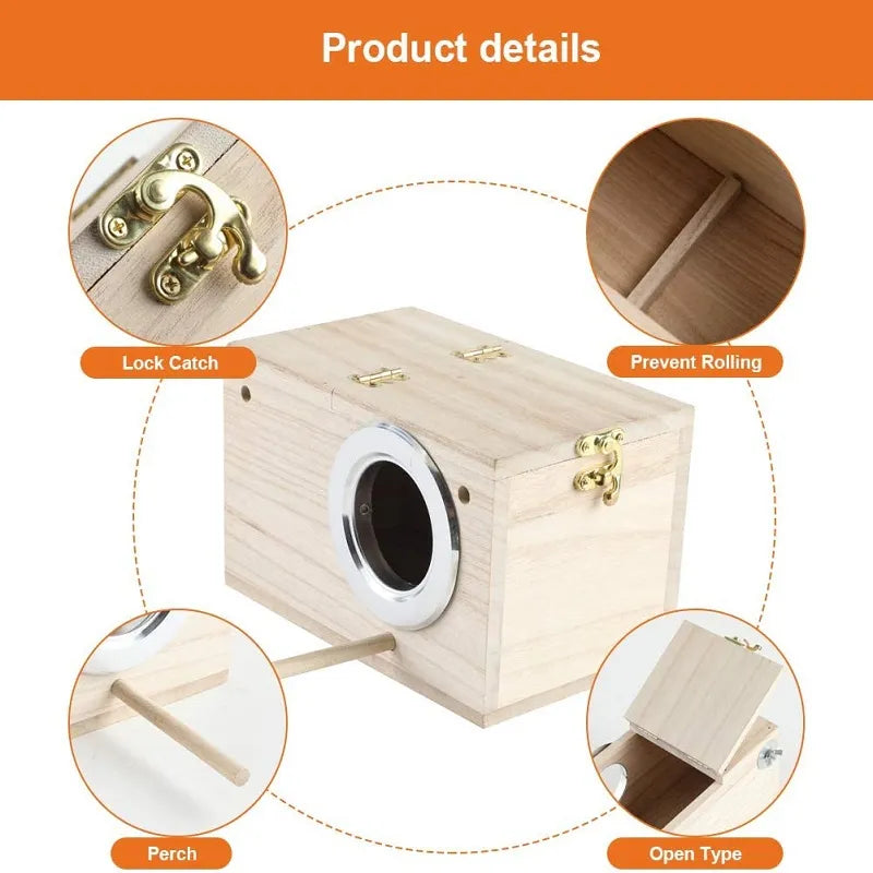 Wood Bird House Nest: Decorative breeding box for birds.