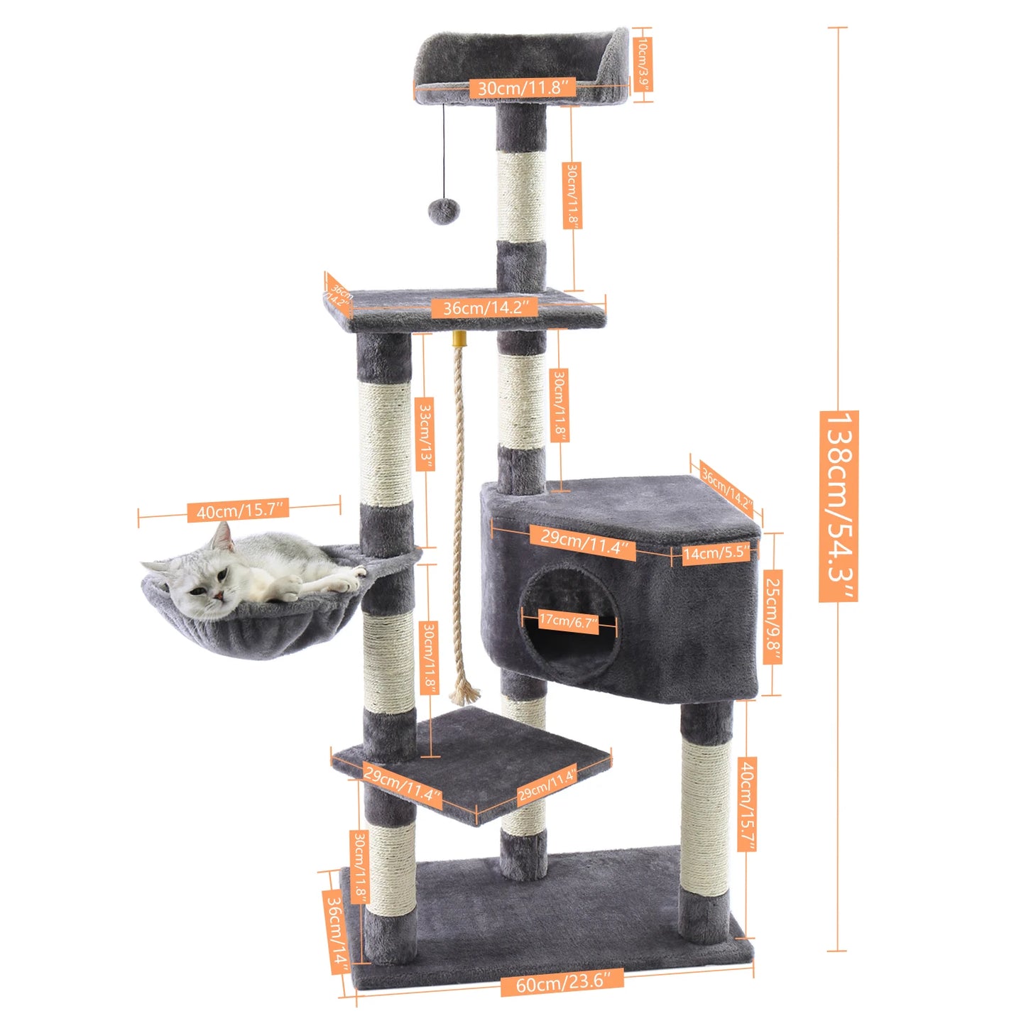 Scratching Tower: Home furniture, hammock, climbing frame, spacious perch.