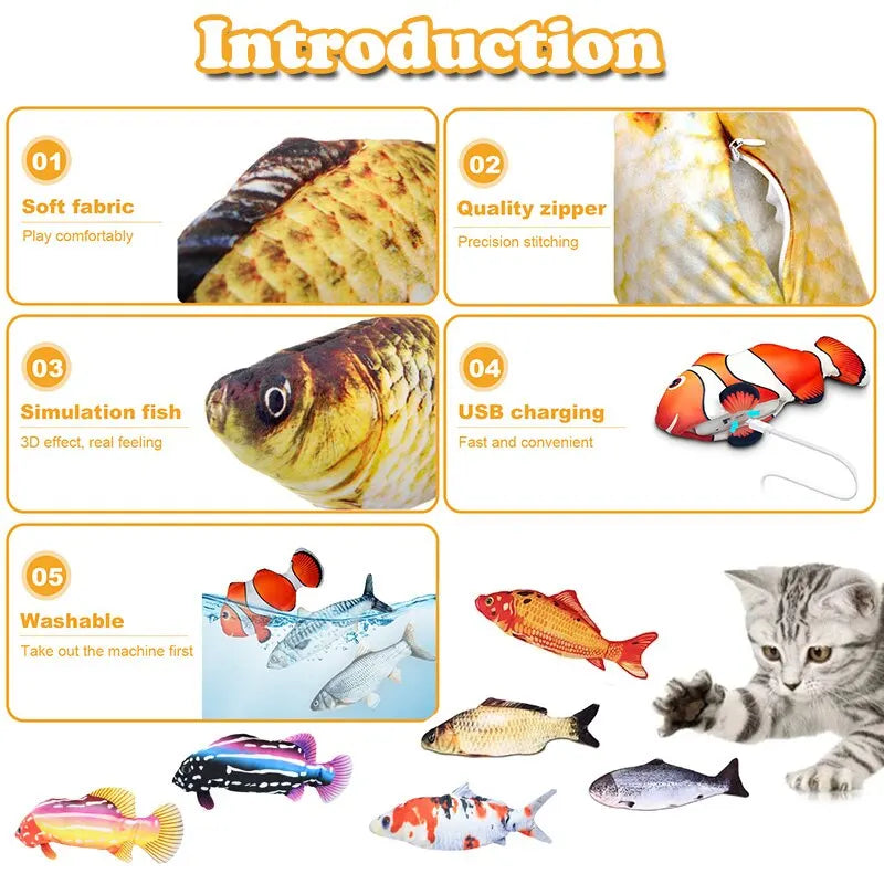 Soft Plush Fish Toy: USB Charger, 3D Simulation Dancing Wiggle