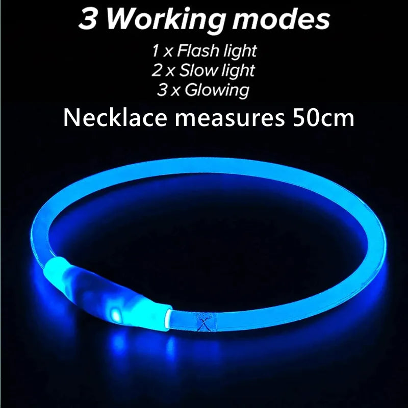 USB Luminous Dog Collar: 3 Modes LED Light, Glowing Prevention.
