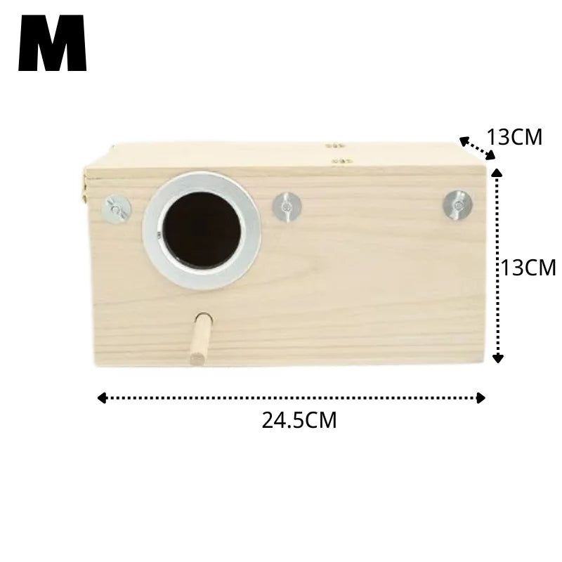 Wood Bird House Nest: Decorative breeding box for birds.