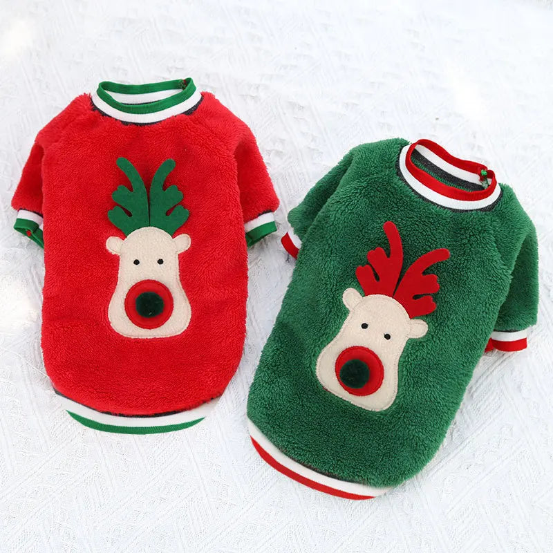 Christmas Pet Clothes: Santa costume, festive outfits, party apparel.