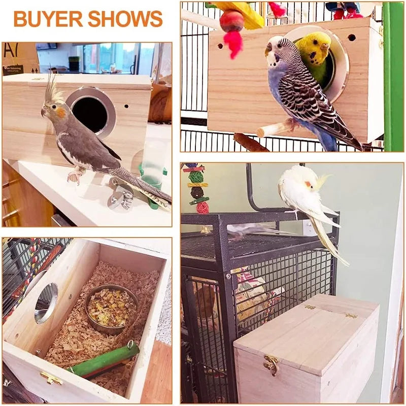 Wood Bird House Nest: Decorative breeding box for birds.