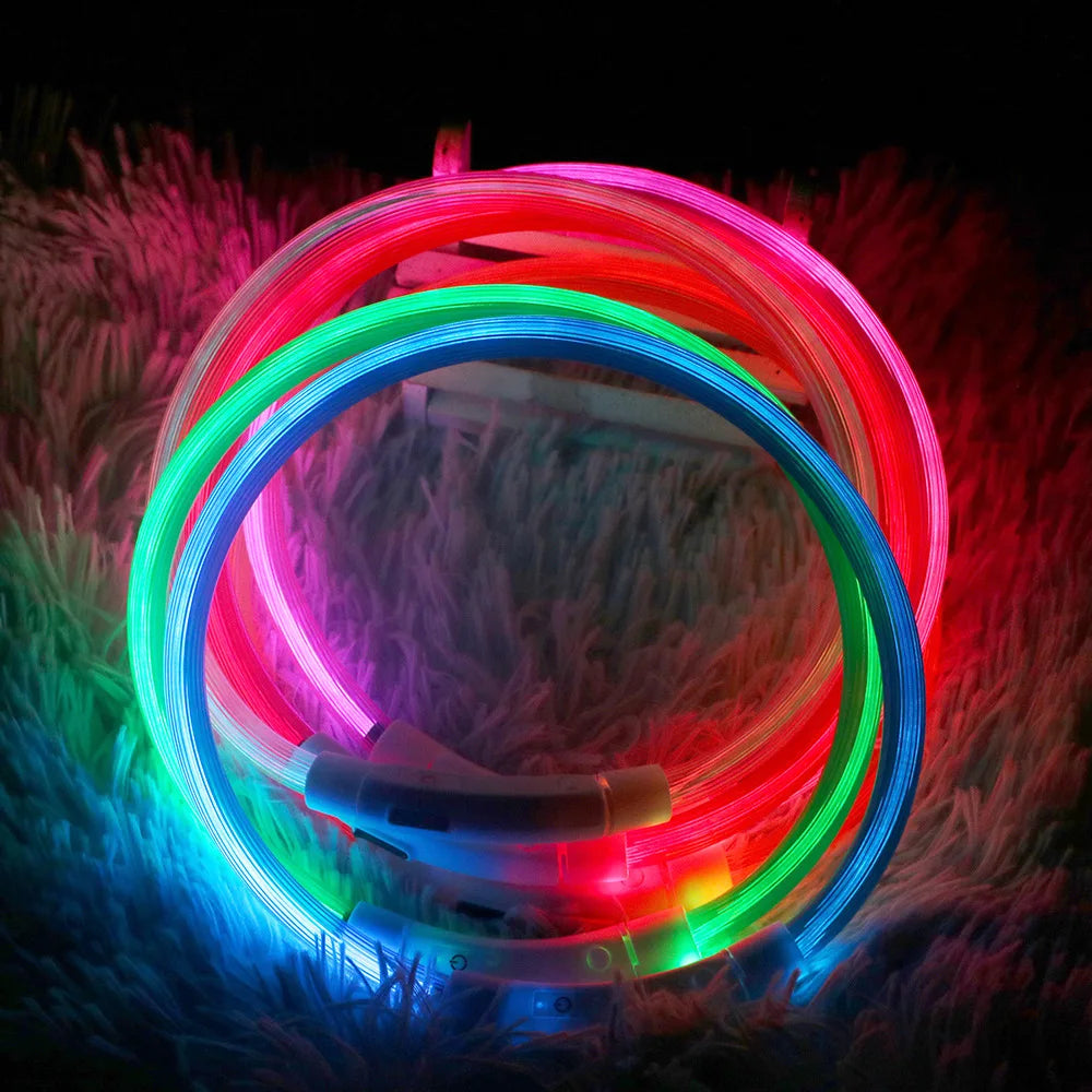 USB Luminous Dog Collar: 3 Modes LED Light, Glowing Prevention.