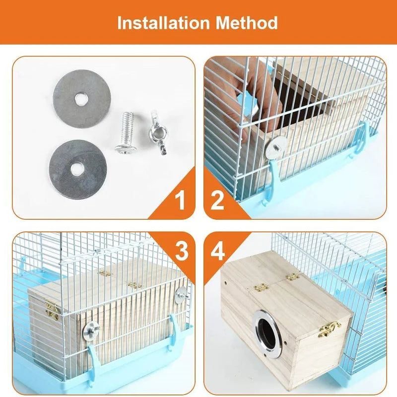 Wood Bird House Nest: Decorative breeding box for birds.