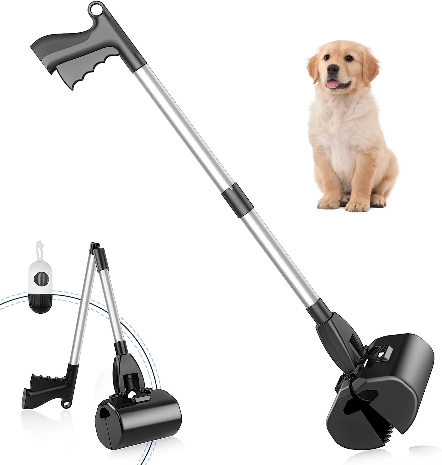 Poop Scooper: Long Handle, Foldable Shovel, Waste Litter Picker