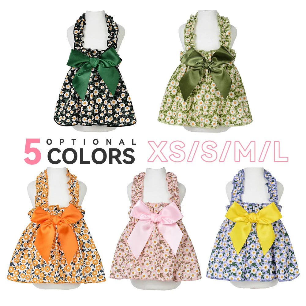 Floral Dog Harness Set: Princess Style, Pet Collar Clothing