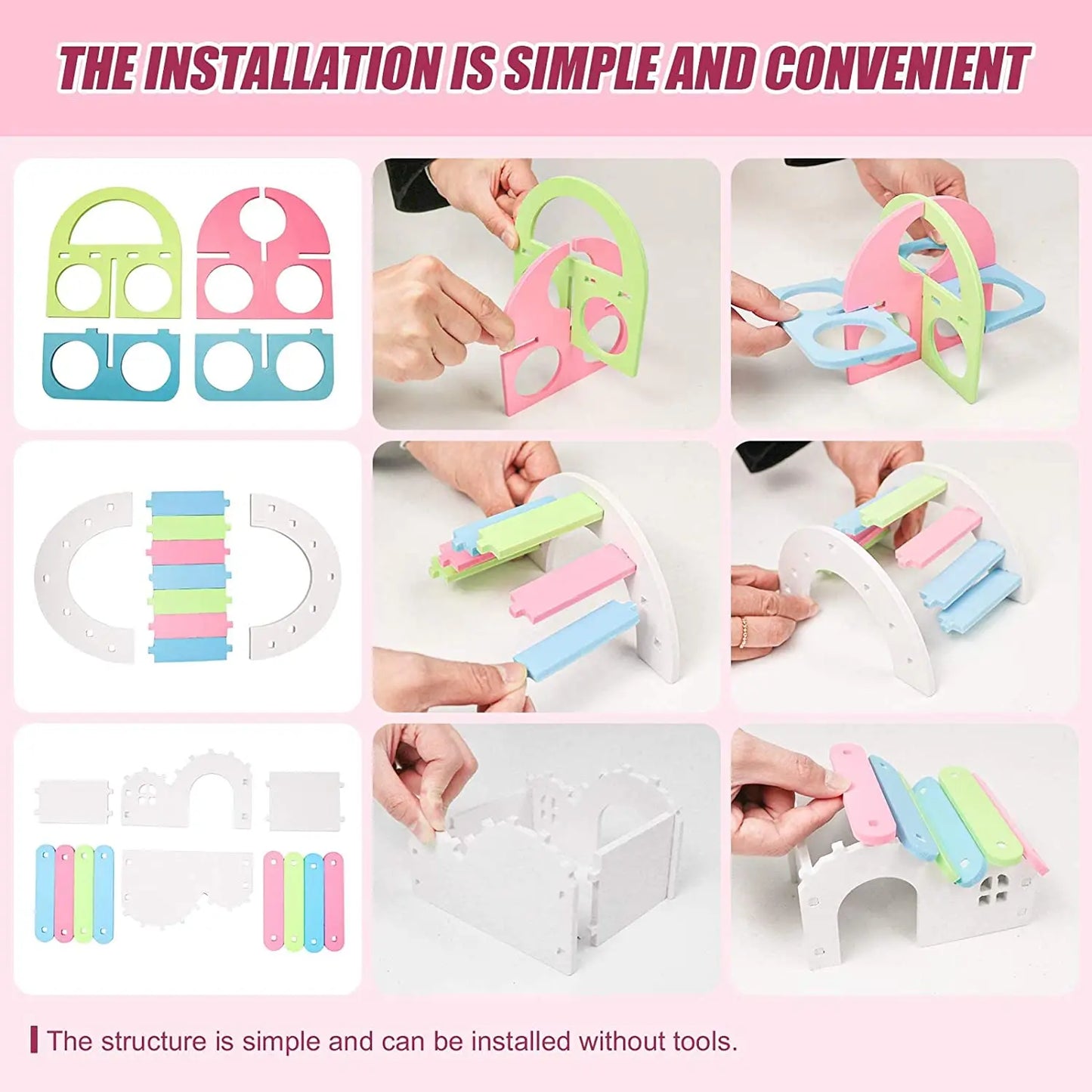Hamster Wooden Toys: Rainbow Bridge, Seesaw Swing, Activity Climb Toy