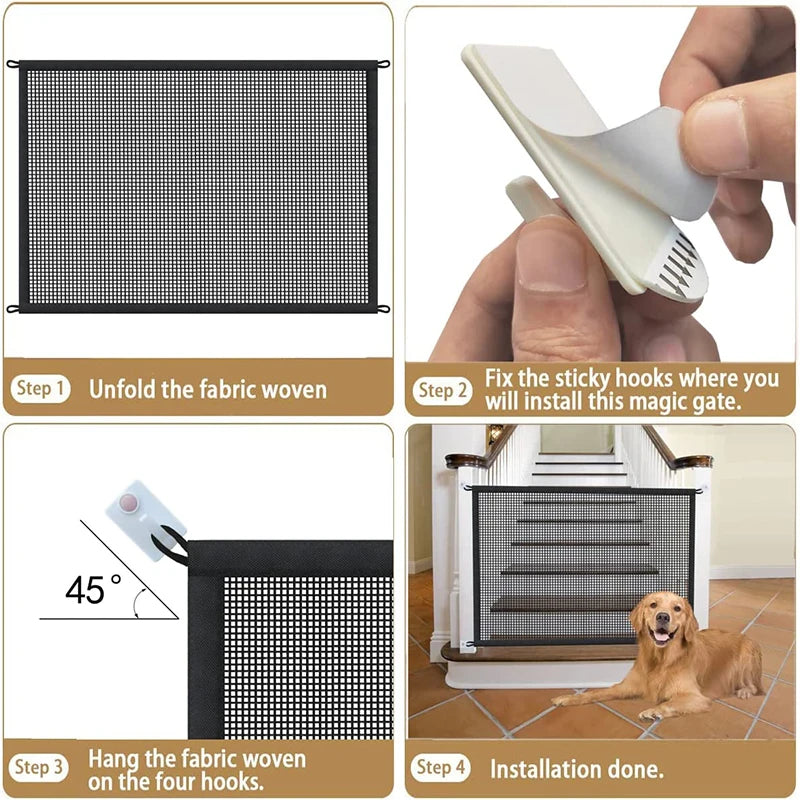 Pet Barrier Fence: Isolated Network, Folding Mesh Playpen, Safety Gate