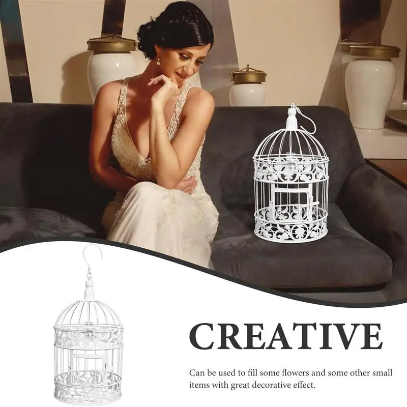 Chic bird cage decor: Vintage-inspired candle holder, stylish home accent.
