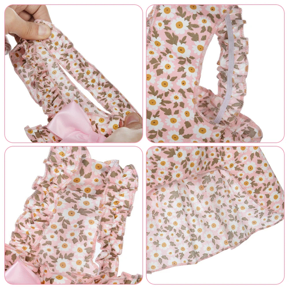 Floral Dog Harness Set: Princess Style, Pet Collar Clothing