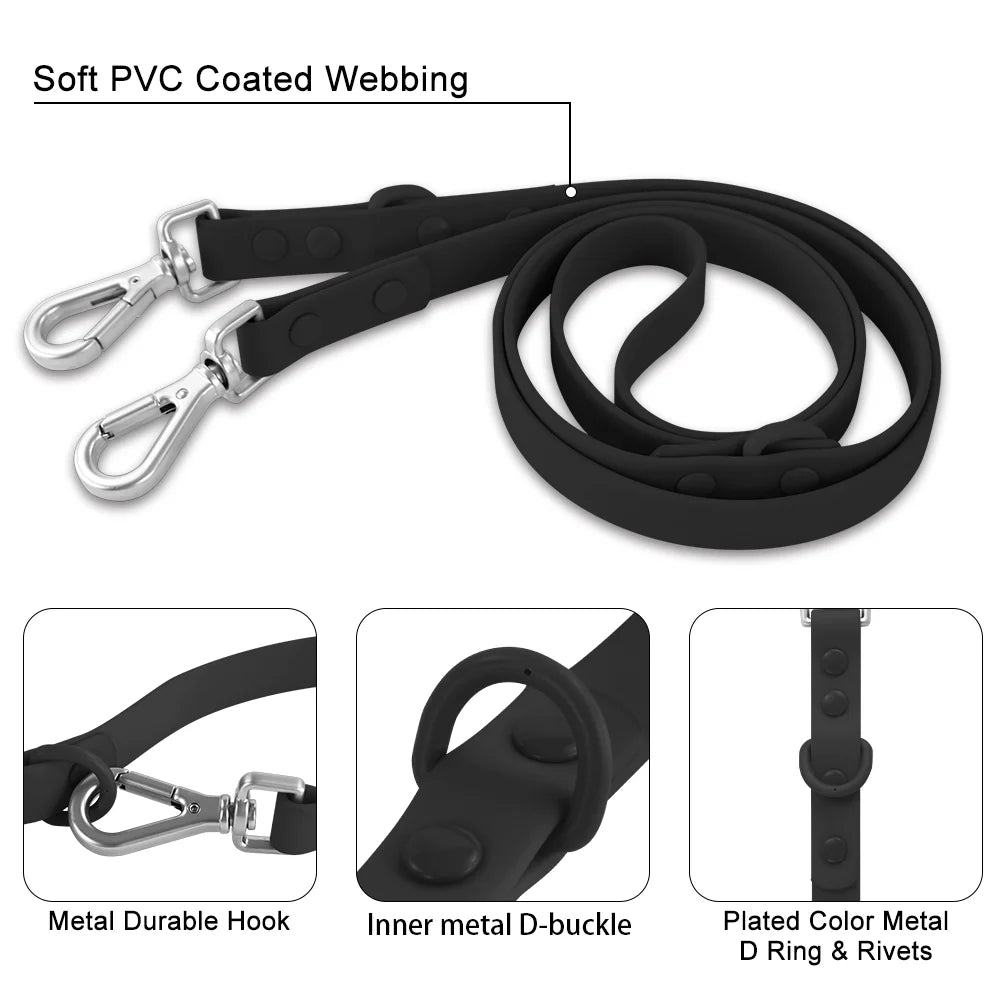 Double Dog Leash: Comfortable PVC, adjustable chest strap, harness set.