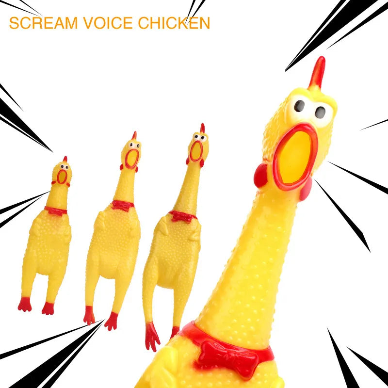 Pets Dog Squeak Toys: Screaming Chicken, Durable Rubber Vent
