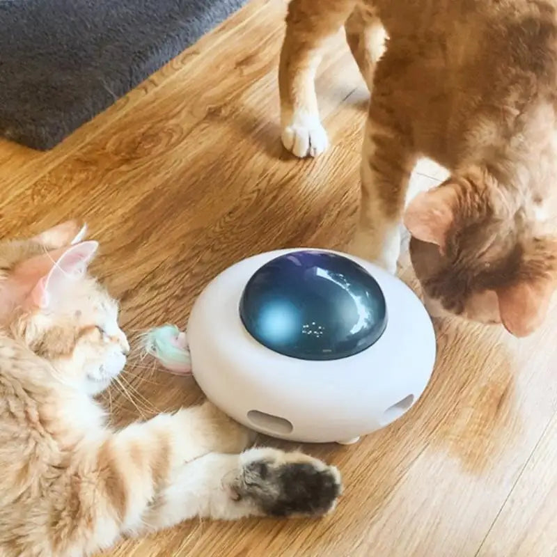 UFO Cat Teaser: Automatic rotating, eco-friendly, pet training toy.