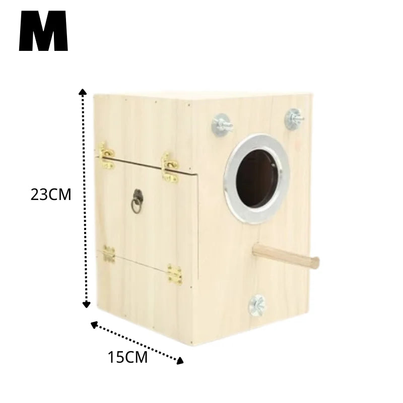 Wood Bird House Nest: Decorative breeding box for birds.
