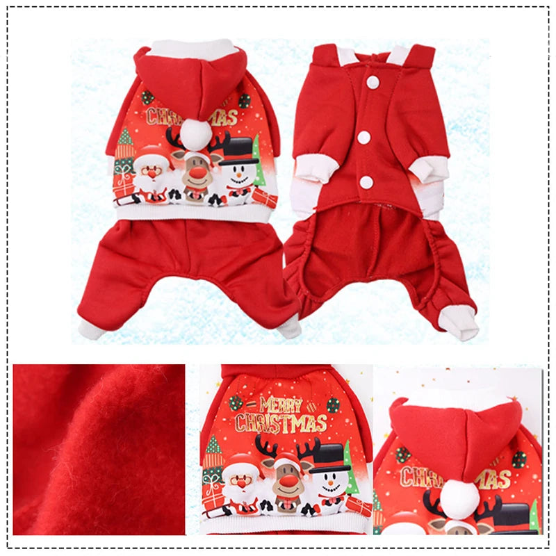 Christmas Pet Clothes: Santa costume, festive outfits, party apparel.