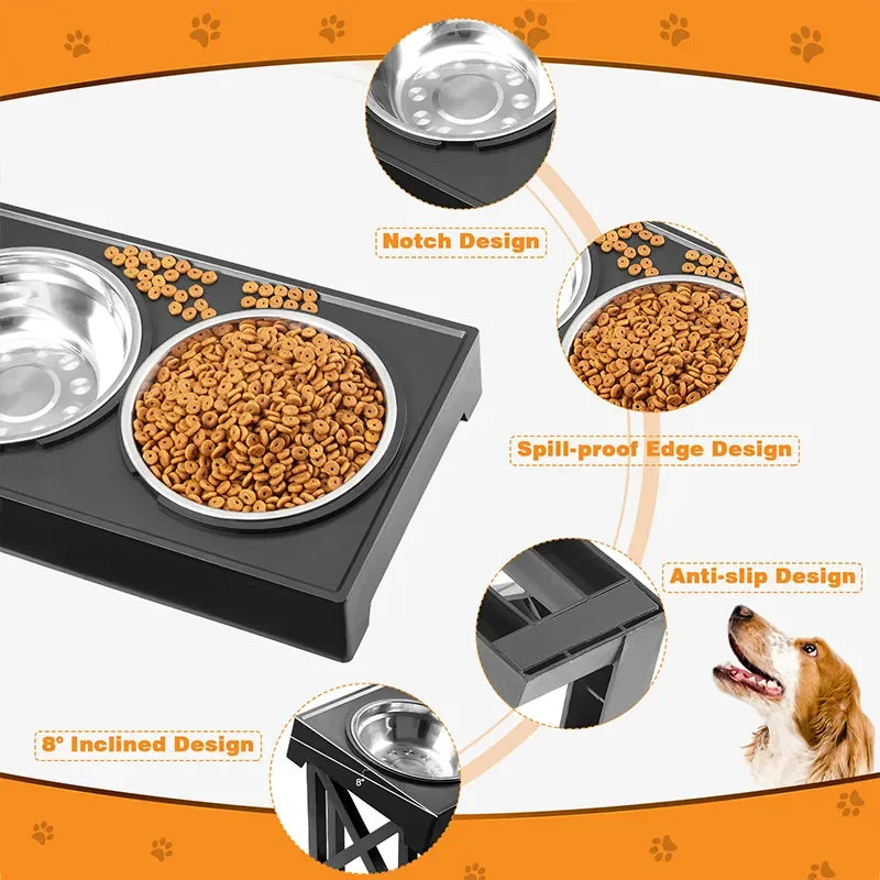 Elevated Dog Bowls: Adjustable height, slow feeder, for medium-big dogs.