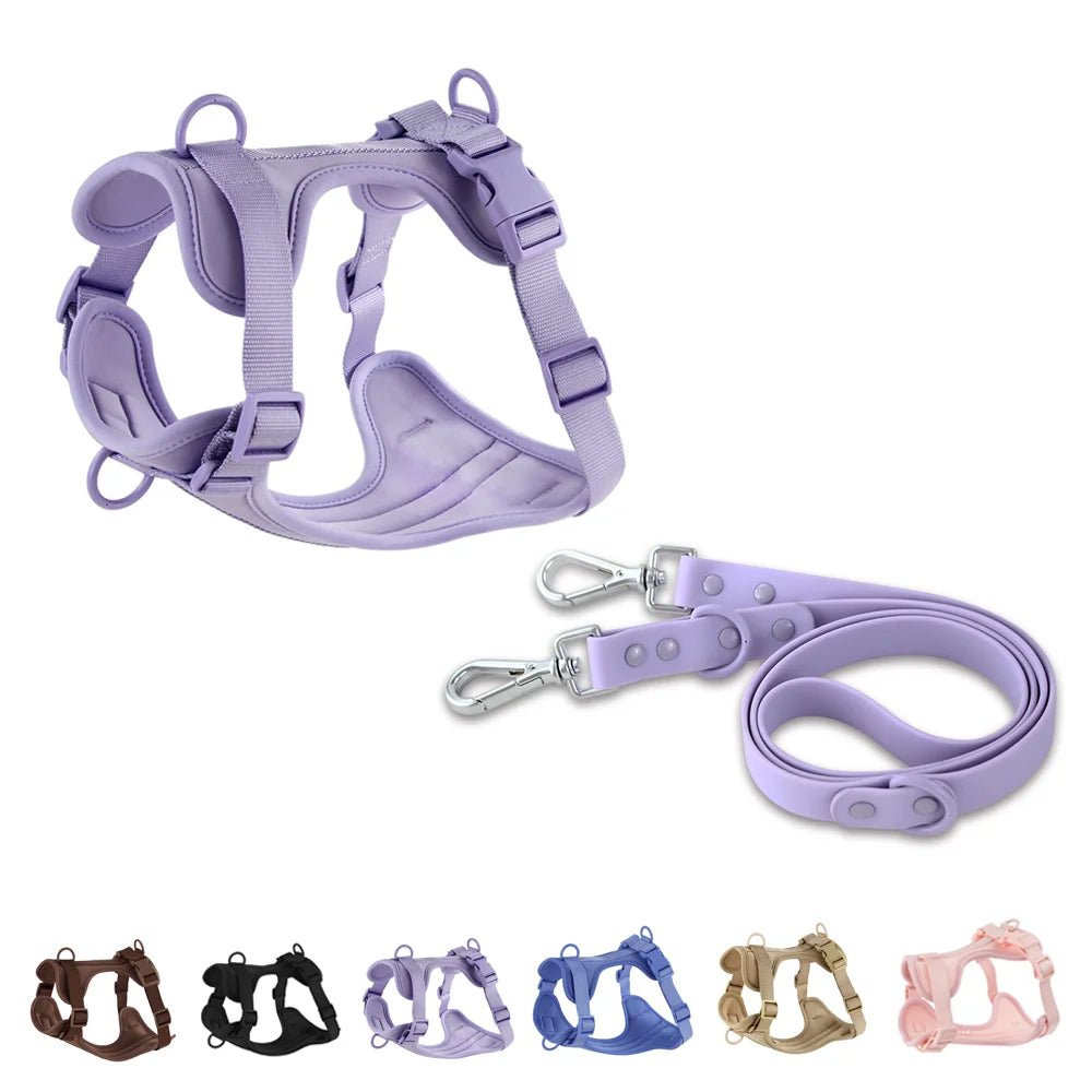 Double Dog Leash: Comfortable PVC, adjustable chest strap, harness set.