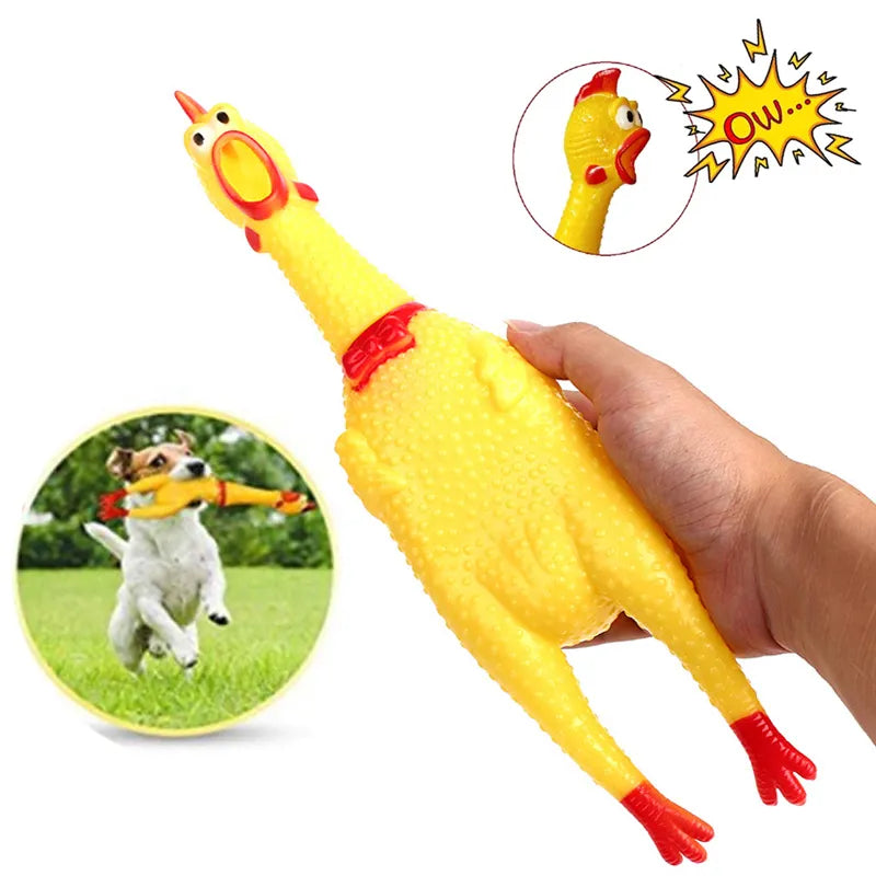Pets Dog Squeak Toys: Screaming Chicken, Durable Rubber Vent